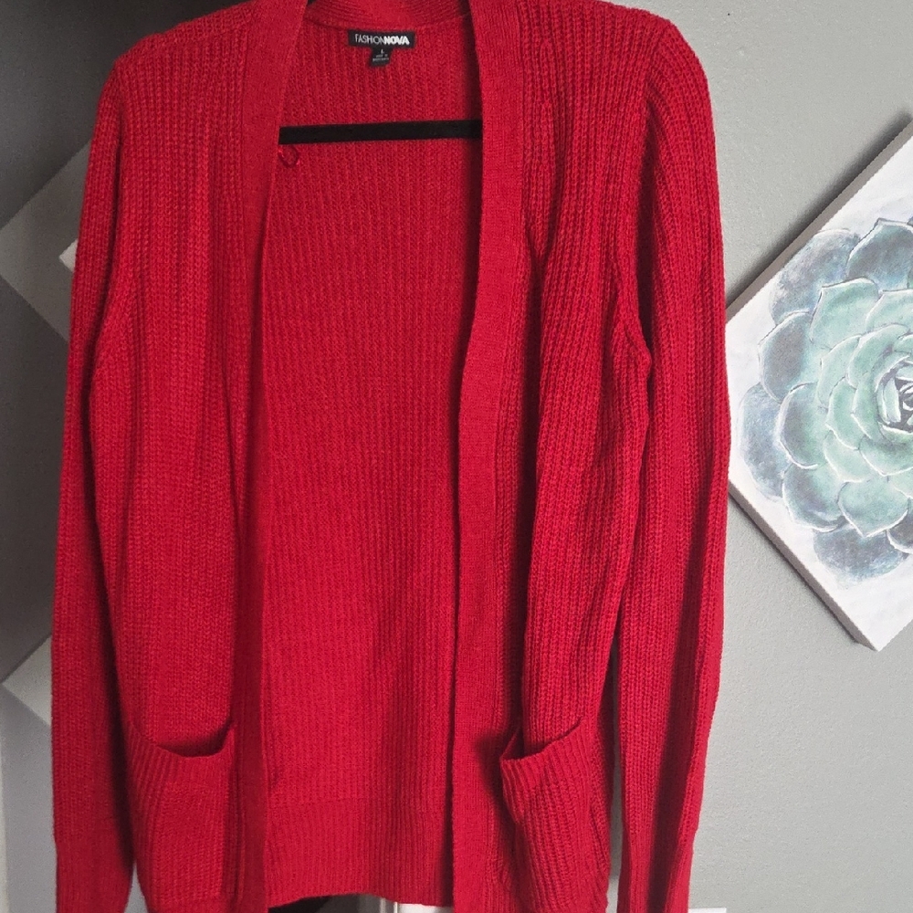 Fashion Nova Red Cardigan